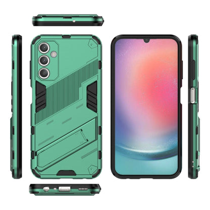 For Samsung Galaxy A25 5G Punk Armor 2 in 1 PC + TPU Shockproof Phone Case with Invisible Holder(Green) - Galaxy Phone Cases by buy2fix | Online Shopping UK | buy2fix