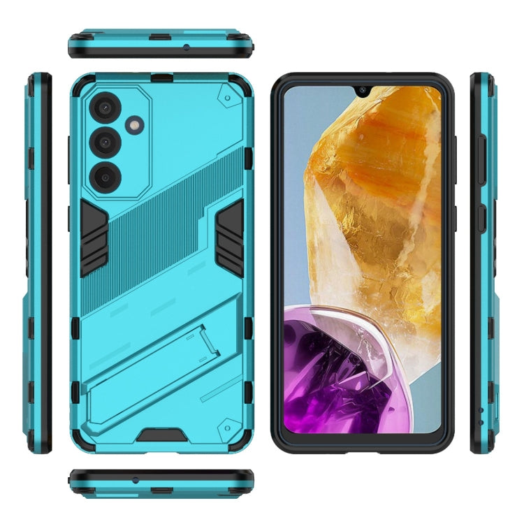 For Samsung Galaxy M55 5G Punk Armor 2 in 1 PC + TPU Shockproof Phone Case with Invisible Holder(Blue) - Galaxy Phone Cases by buy2fix | Online Shopping UK | buy2fix