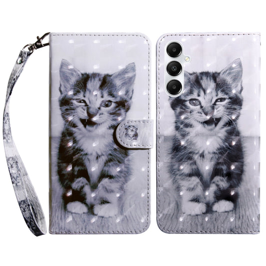 For Samsung Galaxy A05s 3D Painted Leather Phone Case(Smile Cat) - Galaxy Phone Cases by buy2fix | Online Shopping UK | buy2fix