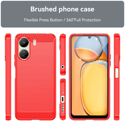 For Xiaomi Redmi 13C 5G Brushed Texture Carbon Fiber TPU Phone Case(Red) - 13C Cases by buy2fix | Online Shopping UK | buy2fix