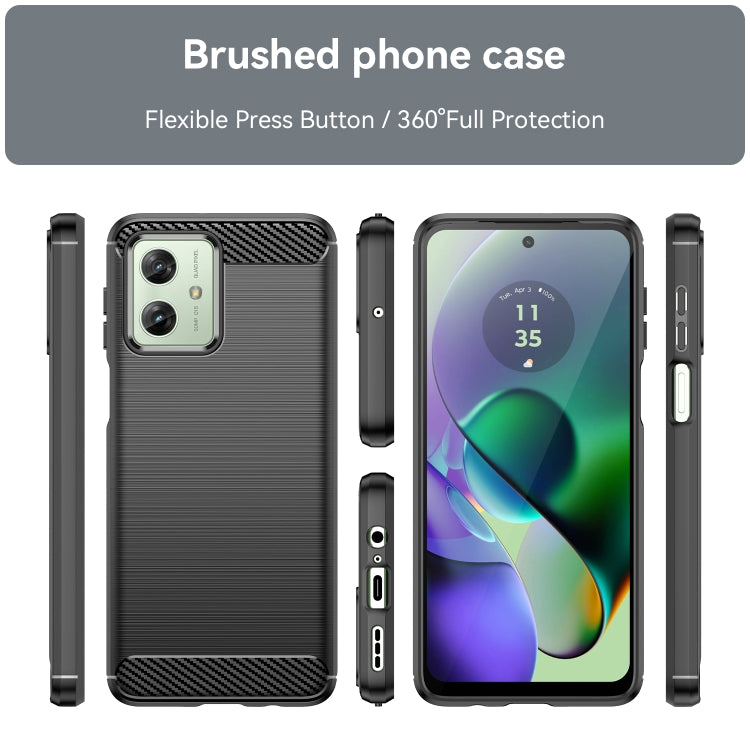 For Motorola Moto G54 Global Brushed Texture Carbon Fiber TPU Phone Case(Black) - Motorola Cases by buy2fix | Online Shopping UK | buy2fix