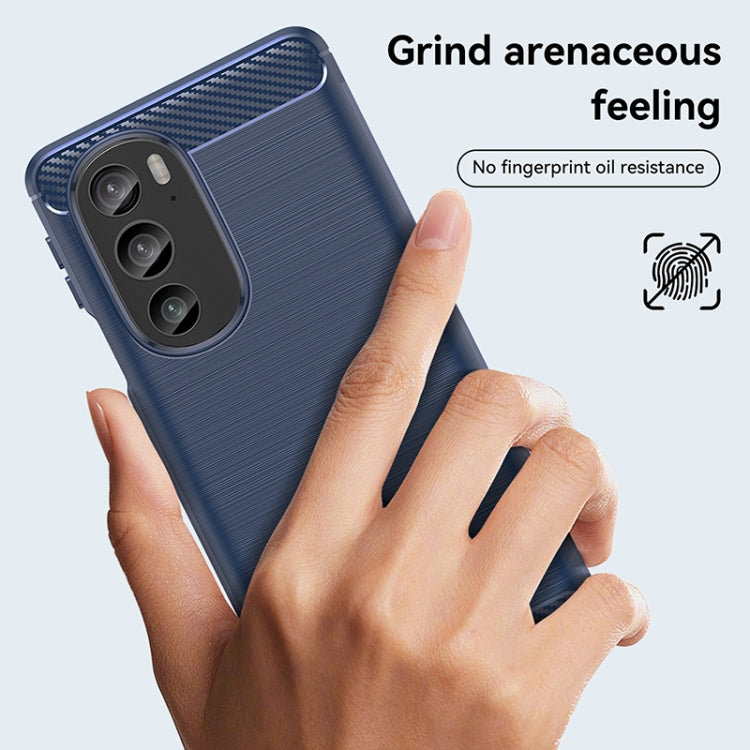 For Motorola Edge+ 2022 Brushed Texture Carbon Fiber TPU Phone Case(Blue) - Motorola Cases by buy2fix | Online Shopping UK | buy2fix