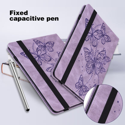 For Samsung Galaxy Tab S9 Embossed Butterfly Pattern Leather Tablet Case(Purple) - Galaxy Tab S9 Cases by buy2fix | Online Shopping UK | buy2fix