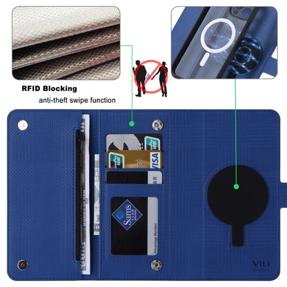 For iPhone 15 Pro Max ViLi GHB Series MagSafe Magnetic Zipper Leather Phone Case(Blue) - iPhone 15 Pro Max Cases by ViLi | Online Shopping UK | buy2fix