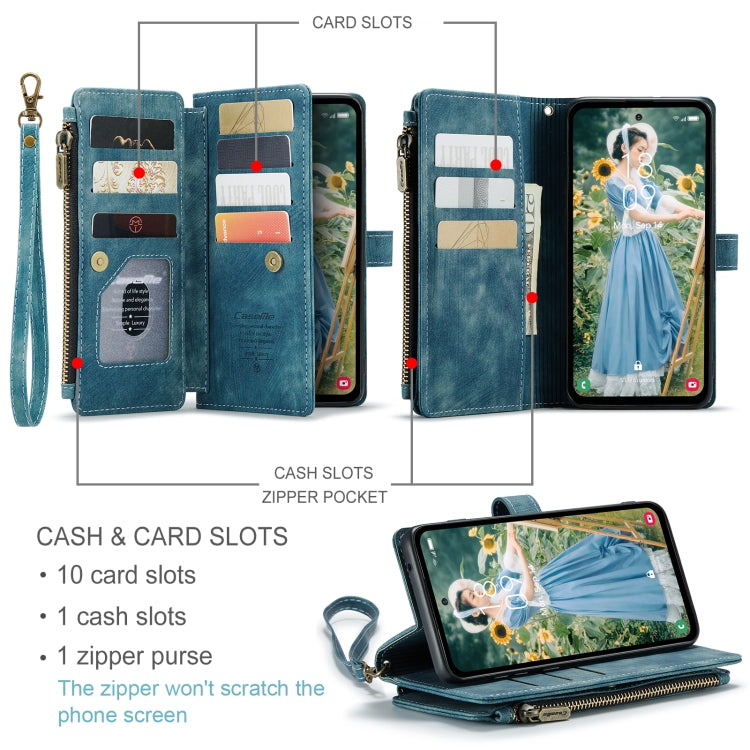 For Samsung Galaxy S23 FE CaseMe C30 Card Slots Zipper Wallet Leather Phone Case(Blue) - Galaxy S23 FE 5G Cases by CaseMe | Online Shopping UK | buy2fix