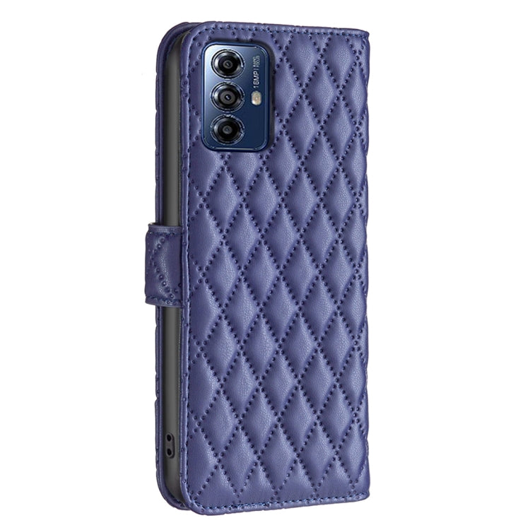 For Motorola Moto G Play 2024 Diamond Lattice Wallet Flip Leather Phone Case(Blue) - Motorola Cases by buy2fix | Online Shopping UK | buy2fix