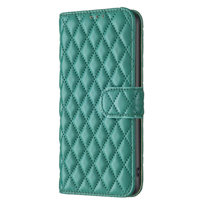 For Motorola Moto G Play 2024 Diamond Lattice Wallet Flip Leather Phone Case(Green) - Motorola Cases by buy2fix | Online Shopping UK | buy2fix