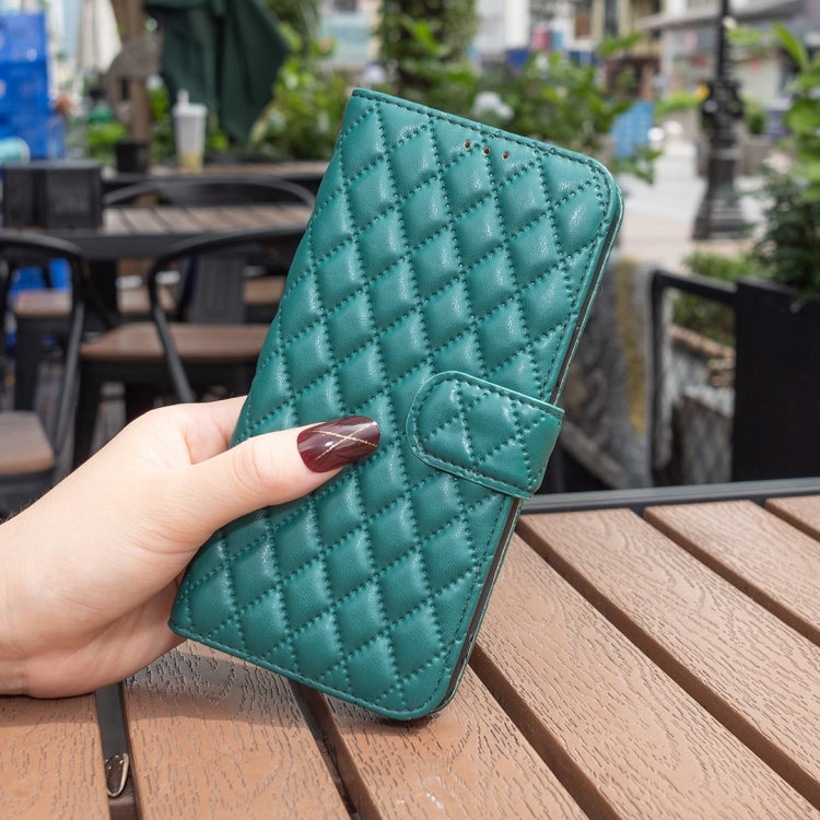 For Motorola Moto G34 5G Diamond Lattice Wallet Flip Leather Phone Case(Green) - Motorola Cases by buy2fix | Online Shopping UK | buy2fix