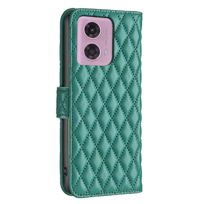 For Motorola Moto G24 Diamond Lattice Wallet Flip Leather Phone Case(Green) - Motorola Cases by buy2fix | Online Shopping UK | buy2fix