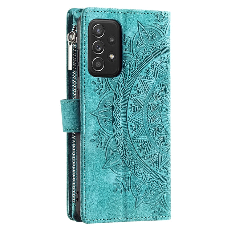 For Samsung Galaxy A23 4G / 5G Multi-Card Totem Zipper Leather Phone Case(Green) - Galaxy Phone Cases by buy2fix | Online Shopping UK | buy2fix