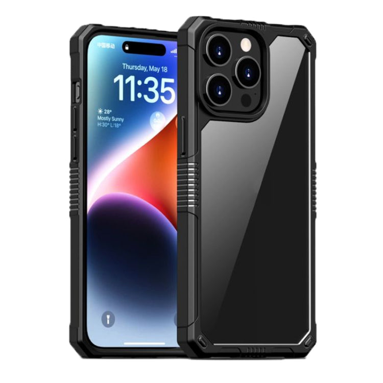 For iPhone 15 Pro Max iPAKY Guard Series Transparent PC+TPU Phone Case(Black) - iPhone 15 Pro Max Cases by iPAKY | Online Shopping UK | buy2fix