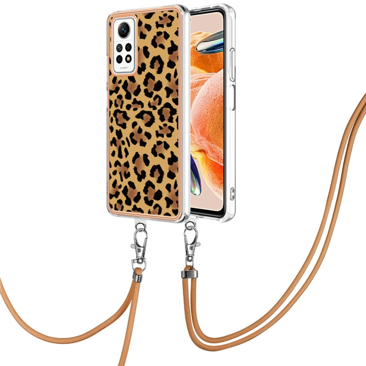 For Xiaomi Redmi Note 12 Pro 4G Global Electroplating Dual-side IMD Phone Case with Lanyard(Leopard Print) - Xiaomi Cases by buy2fix | Online Shopping UK | buy2fix