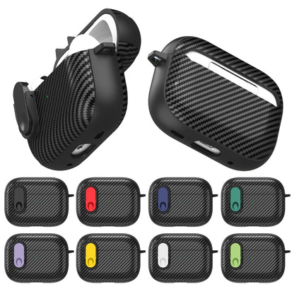 For AirPods Pro Carbon Fiber Texture Wireless Earphones Case with Security Lock(White) - For AirPods Pro by buy2fix | Online Shopping UK | buy2fix