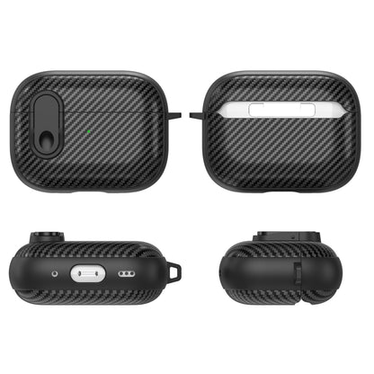 For AirPods Pro Carbon Fiber Texture Wireless Earphones Case with Security Lock(Black) - For AirPods Pro by buy2fix | Online Shopping UK | buy2fix