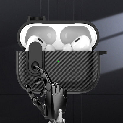 For AirPods 2 / 1 Carbon Fiber Texture Wireless Earphones Case with Security Lock(White) - For AirPods 1/2 by buy2fix | Online Shopping UK | buy2fix