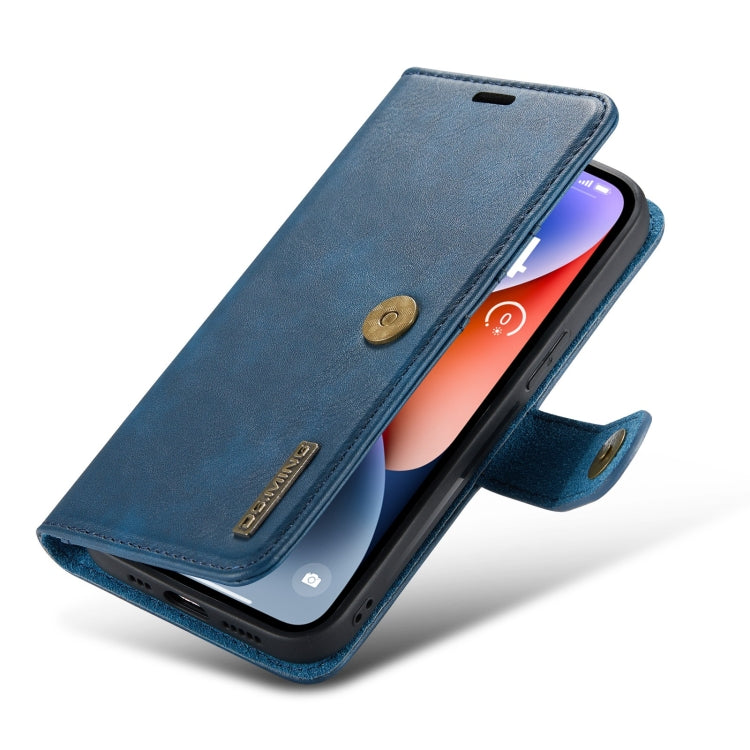 For iPhone 15 DG.MING Crazy Horse Texture Detachable Magnetic Leather Phone Case(Blue) - iPhone 15 Cases by DG.MING | Online Shopping UK | buy2fix