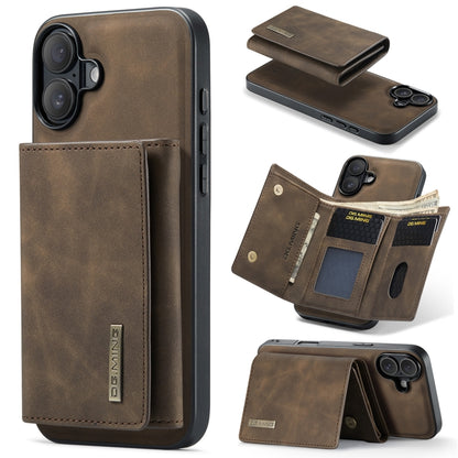 For iPhone 16 Plus DG.MING M1 Series 3-Fold Multi Card Wallet Leather Phone Case(Coffee) - iPhone 16 Plus Cases by DG.MING | Online Shopping UK | buy2fix