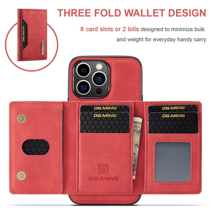 For iPhone 15 Pro DG.MING M2 Series 3-Fold Card Bag Wallet Leather Phone Case(Red) - iPhone 15 Pro Cases by DG.MING | Online Shopping UK | buy2fix