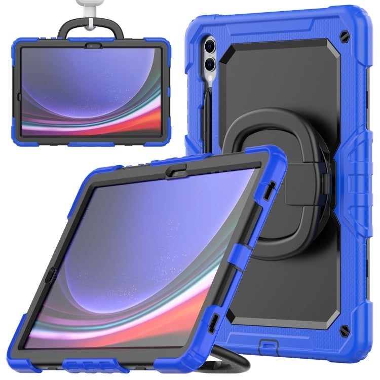 For Samsung Galaxy Tab S9+ D Type Silicone Hybrid PC Tablet Case with Handle Holder(Blue) - Galaxy Tab S9+ Cases by buy2fix | Online Shopping UK | buy2fix