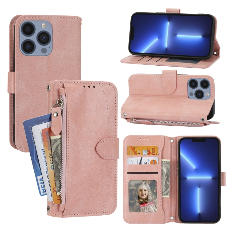 For iPhone 16 Pro Max Oil Skin Zipper Wallet Leather Phone Case(Pink) - iPhone 16 Pro Max Cases by buy2fix | Online Shopping UK | buy2fix