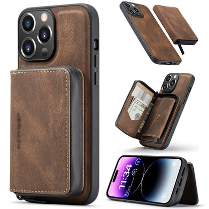 For iPhone 15 Pro Max JEEHOOD Magnetic Zipper Wallet Leather Phone Case(Brown) - iPhone 15 Pro Max Cases by JEEHOOD | Online Shopping UK | buy2fix