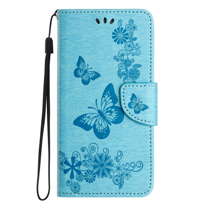 For iPhone 16 Butterfly Embossed Flip Leather Phone Case(Blue) - iPhone 16 Cases by buy2fix | Online Shopping UK | buy2fix