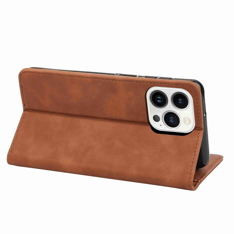 For iPhone 16 Pro Max Skin Feel Splicing Leather Phone Case(Brown) - iPhone 16 Pro Max Cases by buy2fix | Online Shopping UK | buy2fix