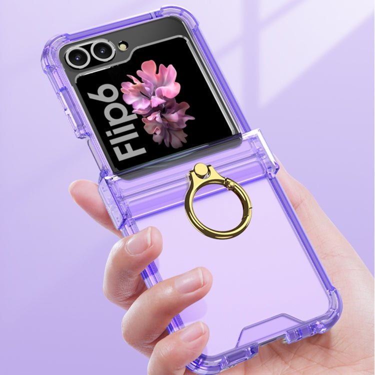 For Samsung Galaxy Z Flip6 Gkk Airbag Hinge Silicone Phone Case with Ring Holder(Transparent Purple) - Galaxy Z Flip6 5G Cases by GKK | Online Shopping UK | buy2fix