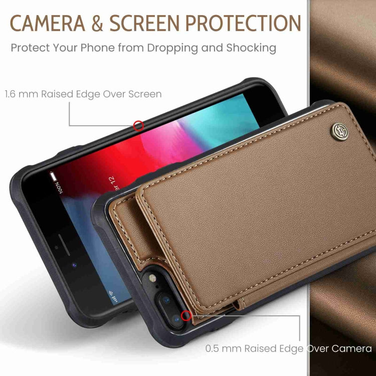 For iPhone 8 Plus / 7 Plus CaseMe C22 Card Slots Holder RFID Anti-theft Phone Case(Brown) - More iPhone Cases by CaseMe | Online Shopping UK | buy2fix