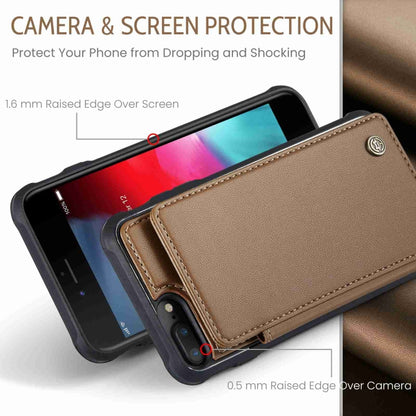 For iPhone 8 Plus / 7 Plus CaseMe C22 Card Slots Holder RFID Anti-theft Phone Case(Brown) - More iPhone Cases by CaseMe | Online Shopping UK | buy2fix