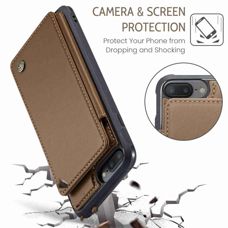 For iPhone 8 Plus / 7 Plus CaseMe C22 Card Slots Holder RFID Anti-theft Phone Case(Brown) - More iPhone Cases by CaseMe | Online Shopping UK | buy2fix