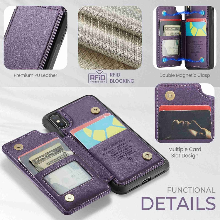 For iPhone XS / X CaseMe C22 Card Slots Holder RFID Anti-theft Phone Case(Purple) - More iPhone Cases by CaseMe | Online Shopping UK | buy2fix