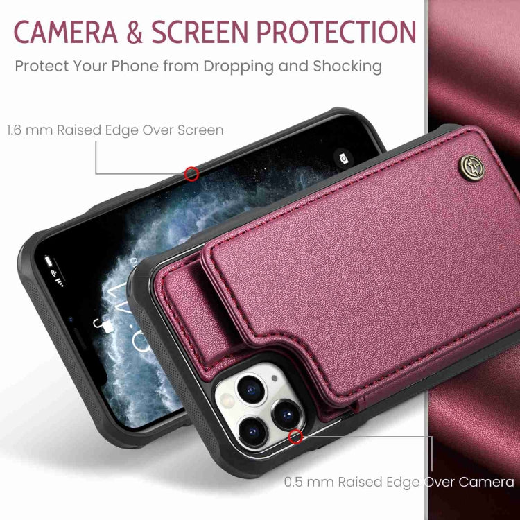 For iPhone 11 Pro CaseMe C22 Card Slots Holder RFID Anti-theft Phone Case(Wine Red) - iPhone 11 Pro Cases by CaseMe | Online Shopping UK | buy2fix