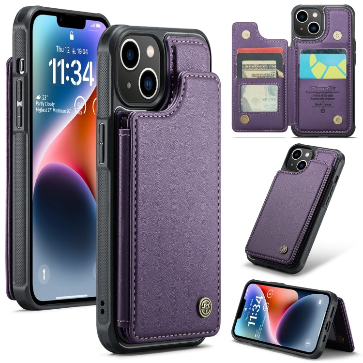 For iPhone 14 CaseMe C22 Card Slots Holder RFID Anti-theft Phone Case(Purple) - iPhone 14 Cases by CaseMe | Online Shopping UK | buy2fix