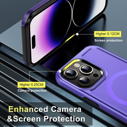 For iPhone 15 Shield Armor MagSafe TPU Hybrid PC Phone Case(Purple) - iPhone 15 Cases by buy2fix | Online Shopping UK | buy2fix