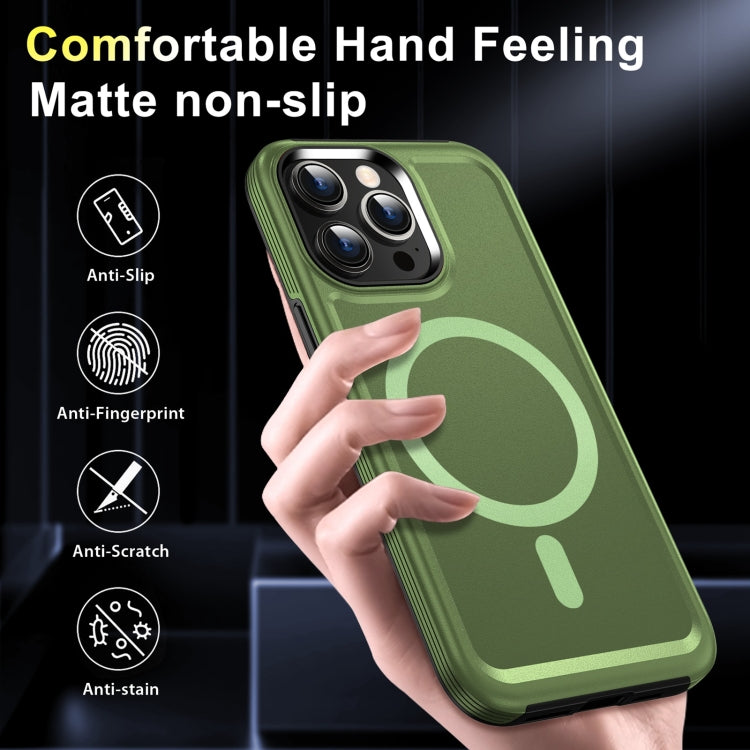 For iPhone 14 Pro Max Shield Armor MagSafe TPU Hybrid PC Phone Case(Grass Green) - iPhone 14 Pro Max Cases by buy2fix | Online Shopping UK | buy2fix