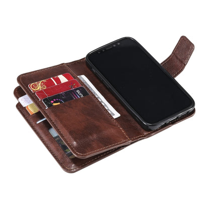 For iPhone 16 Plus Tri-Fold 9-Card Wallets Leather Phone Case(Brown) - iPhone 16 Plus Cases by buy2fix | Online Shopping UK | buy2fix