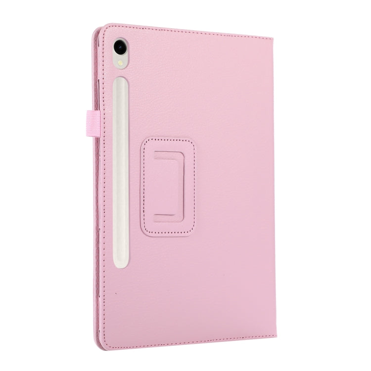 For Samsung Galaxy Tab S9+ Litchi Texture Leather Tablet Case with Holder(Rose Red) - Other Galaxy Tab PC by buy2fix | Online Shopping UK | buy2fix