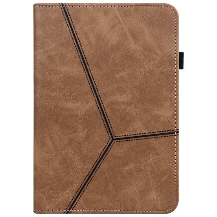 For Samsung Galaxy Tab S9+ / S9 FE+ Solid Color Stripe Embossed Leather Tablet Case(Brown) - Galaxy Tab S9 FE+ by buy2fix | Online Shopping UK | buy2fix