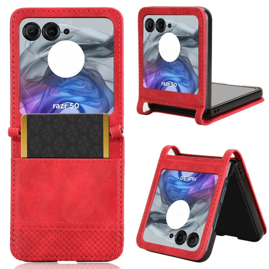 For Motorola Razr 50 Retro Texture Leather Phone Case(Red) - Motorola Cases by buy2fix | Online Shopping UK | buy2fix