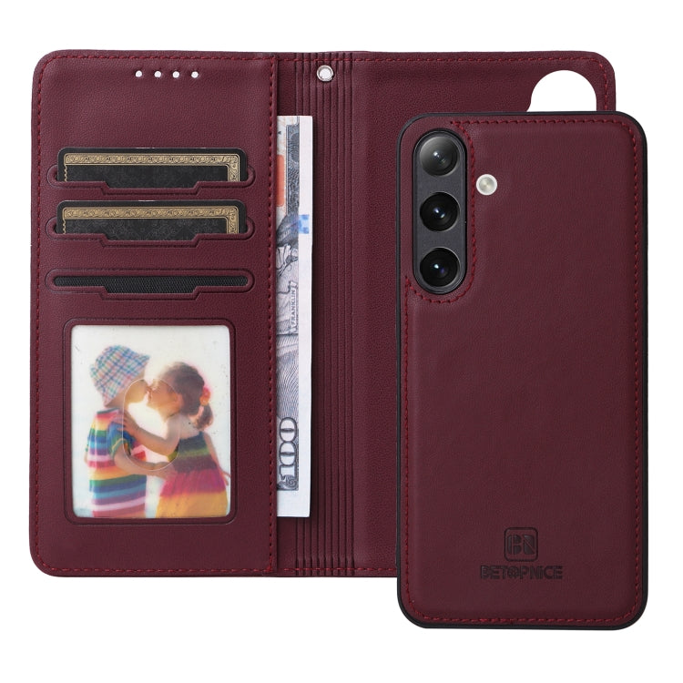 For Samsung Galaxy S24+ 5G BETOPNICE BN-005 2 in 1 Detachable Imitate Genuine Leather Phone Case(Wine Red) - Galaxy S24+ 5G Cases by BETOPNICE | Online Shopping UK | buy2fix