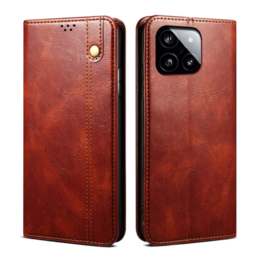 For Xiaomi Redmi K70/K70 Pro Oil Wax Crazy Horse Texture Leather Phone Case(Brown) - K70 Pro Cases by buy2fix | Online Shopping UK | buy2fix