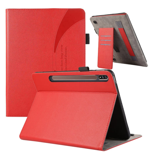 For Samsung Galaxy Tab S7 Lite / S7+ Litchi Texture Leather Sucker Tablet Case(Red) - Other Galaxy Tab PC by buy2fix | Online Shopping UK | buy2fix