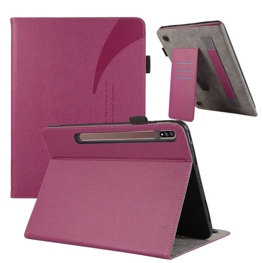 For Samsung Galaxy Tab S7 Lite / S7+ Litchi Texture Leather Sucker Tablet Case(Purple) - Other Galaxy Tab PC by buy2fix | Online Shopping UK | buy2fix