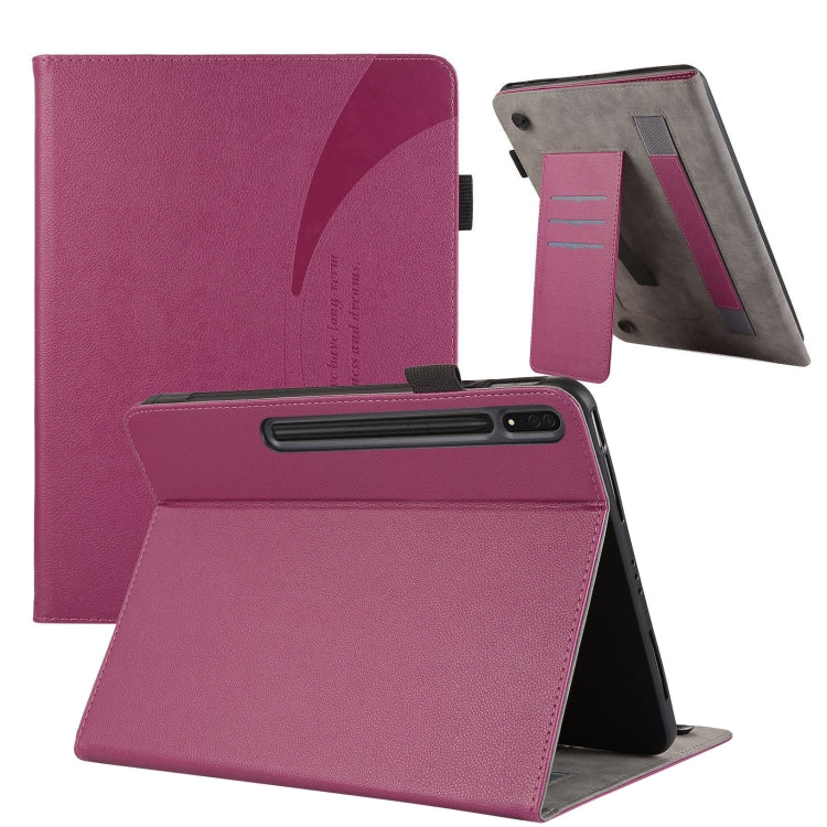 For Samsung Galaxy Tab S9 Ultra / S8 Ultra Litchi Texture Leather Sucker Tablet Case(Purple) - Galaxy Tab S9 Ultra Cases by buy2fix | Online Shopping UK | buy2fix