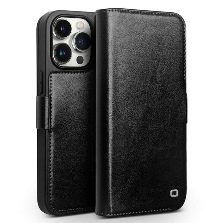 For iPhone 15 Pro QIALINO Classic 103 Buckle Genuine Leather Phone Case(Black) - iPhone 15 Pro Cases by QIALINO | Online Shopping UK | buy2fix