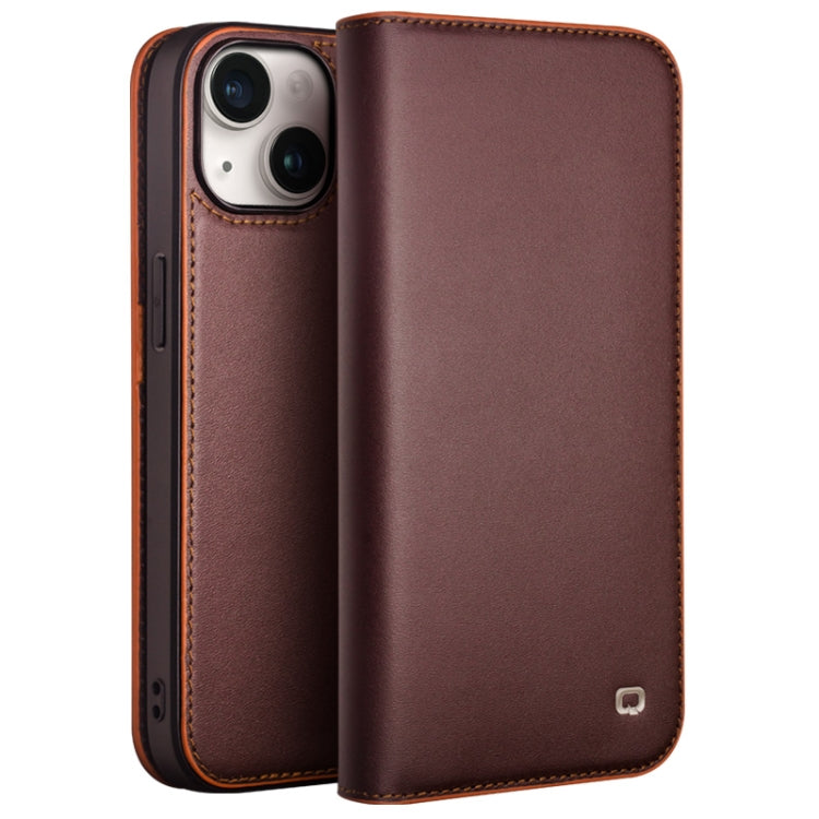 For iPhone 15 QIALINO Classic Gen2 Genuine Leather Phone Case(Brown) - iPhone 15 Cases by QIALINO | Online Shopping UK | buy2fix