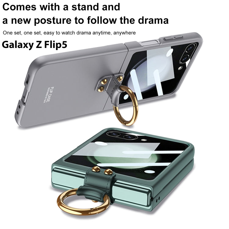 For Samsung Galaxy Z Flip5 GKK Integrated Ultra-thin PC Ring Holder Phone Case(White) - Galaxy Z Flip5 Cases by GKK | Online Shopping UK | buy2fix