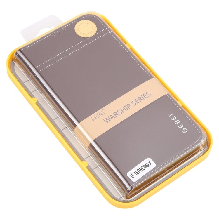 For iPhone 16 Pro Max GEBEI Top-grain Horizontal Flip Leather Phone Case(Brown) - iPhone 16 Pro Max Cases by GEBEI | Online Shopping UK | buy2fix