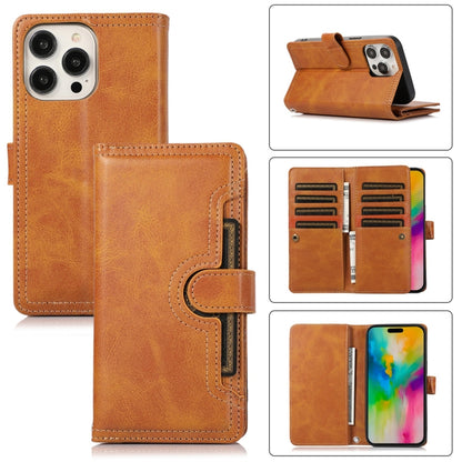 For iPhone 16 Pro Max Wristband Card Slot Leather Phone Case(Brown) - iPhone 16 Pro Max Cases by buy2fix | Online Shopping UK | buy2fix